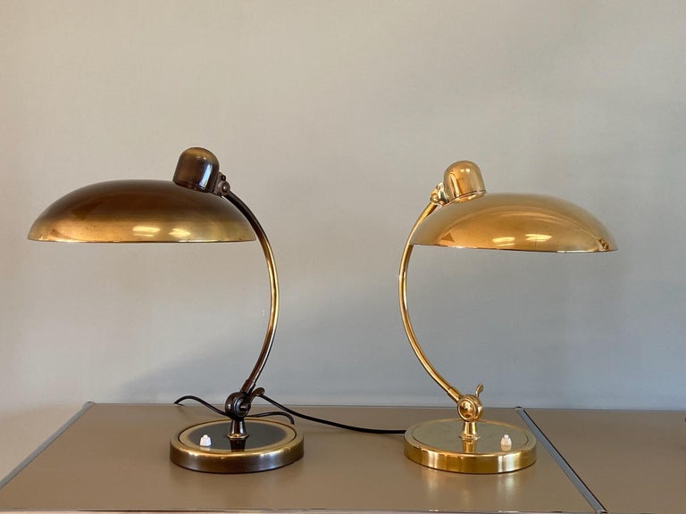 Original brass Christian dell desk lamp model 6631 Luxus / president for Kaiser Idell, Germany. Solid brass shade, arm and rim. Arm and shade adjustable. With E26/27 Edison screw socket. Very nice vintage condition and ready to use with 110 and
