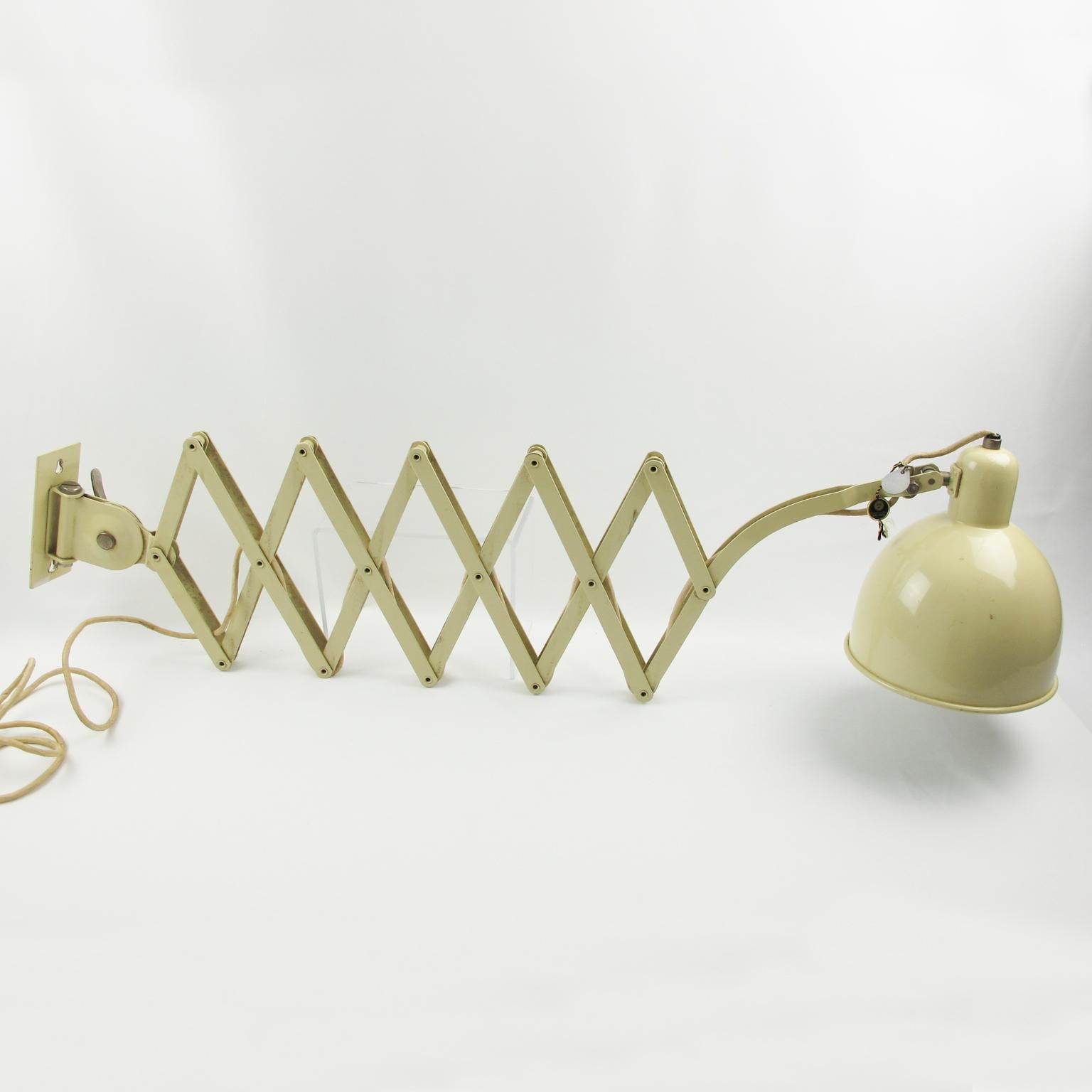 German Christian Dell for Kaiser Idell Scissor Metal Wall Lamp Sconce, 1930s For Sale