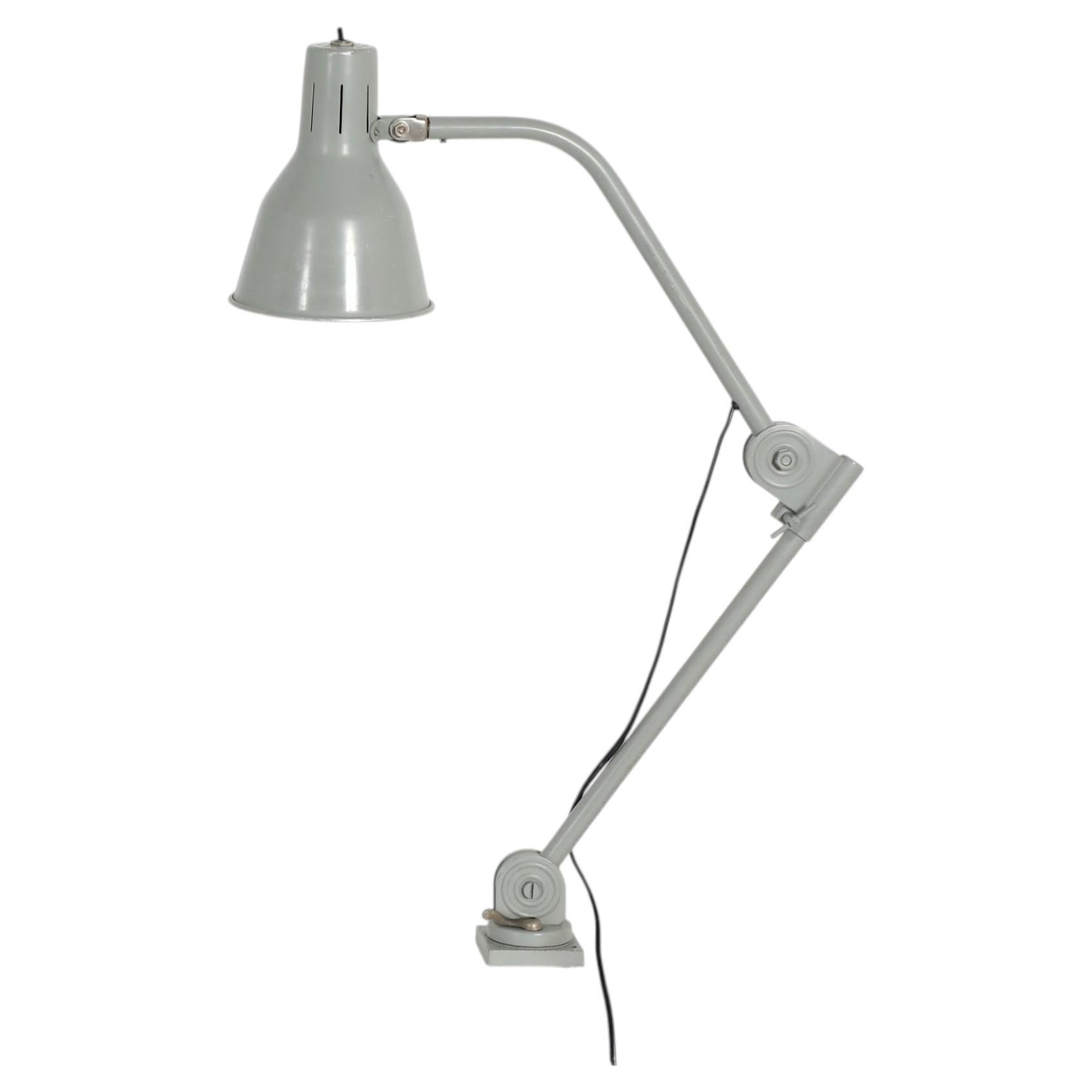 Christian Dell Inspired Gray Enameled Industrial Clamp Task Lamp