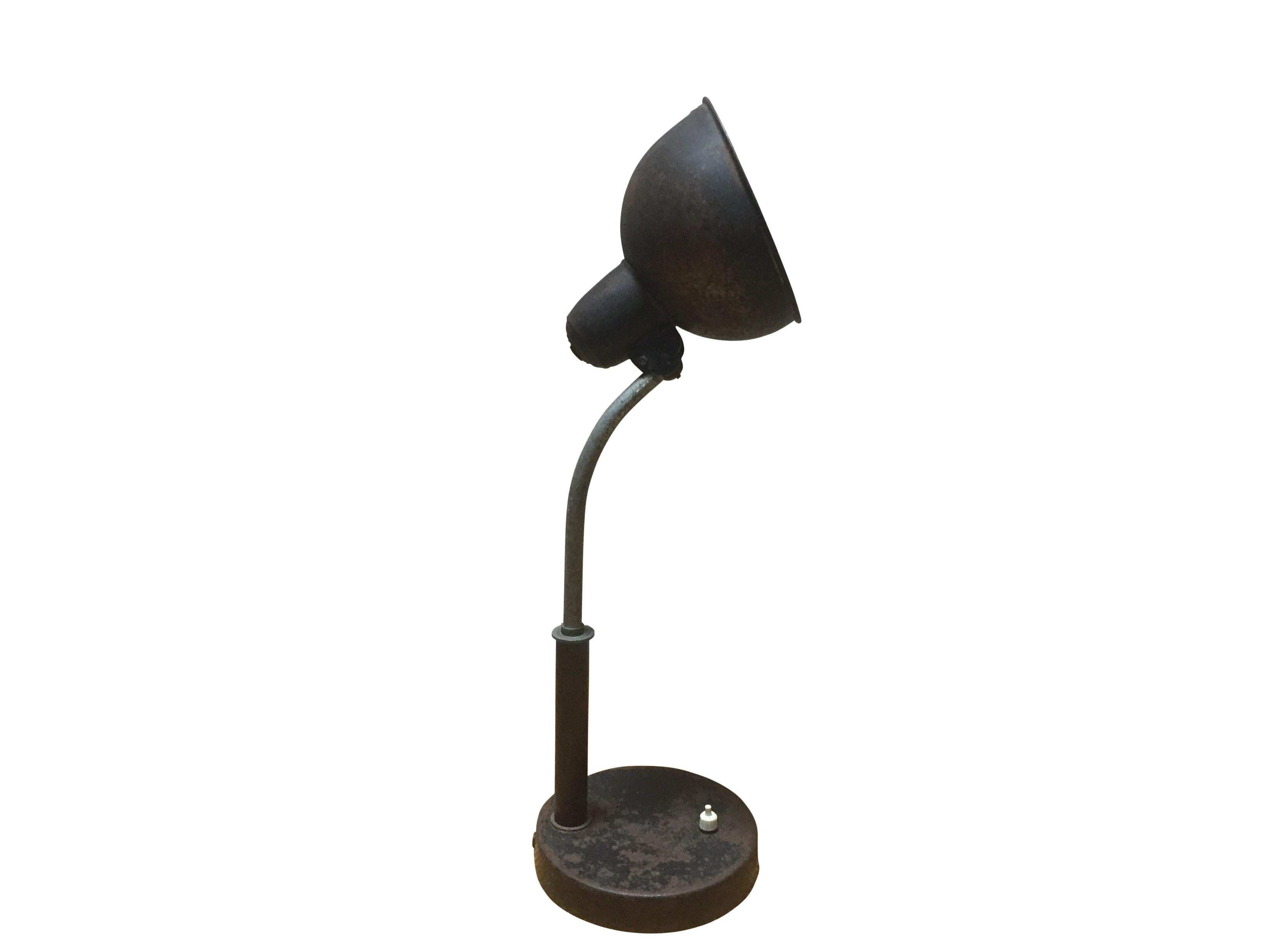 German Christian Dell Original Black Metal Table Lamp by Idell Kaiser, 1930s Bauhaus For Sale