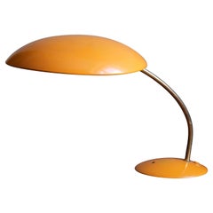 Christian Dell, Table Lamp, Brass, Orange-Lacquered Metal, Germany, 1950s