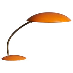 Christian Dell, Table Lamp, Brass, Orange-Lacquered Metal, Germany, 1950s