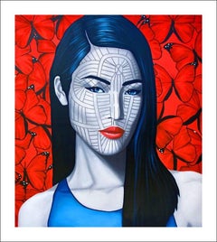 Khin San Chin...vibrant Asian woman face in pop art inspired by tribal culture