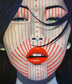 Wakhim Chin...vibrant Asian woman face in pop art inspired by tribal culture