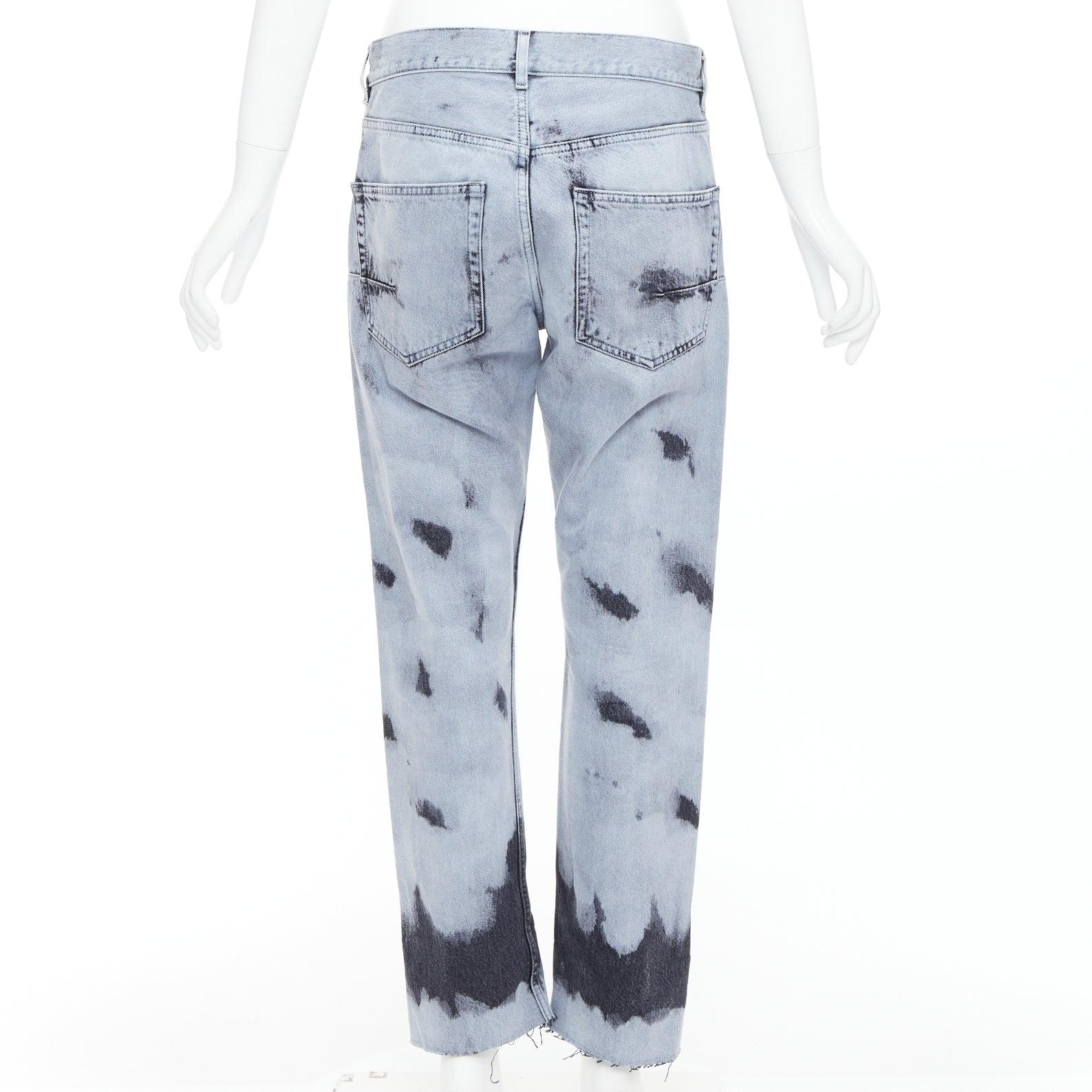 Women's CHRISTIAN DIOR 01 blue black paint effect washed denim cropped jeans FR36 S For Sale