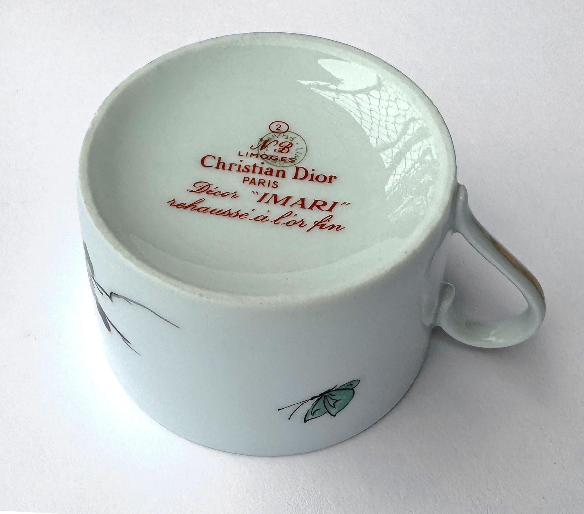 French Christian Dior 10 Cups for Limoges–Unused Porcelain with Imari-Inspired Pattern For Sale