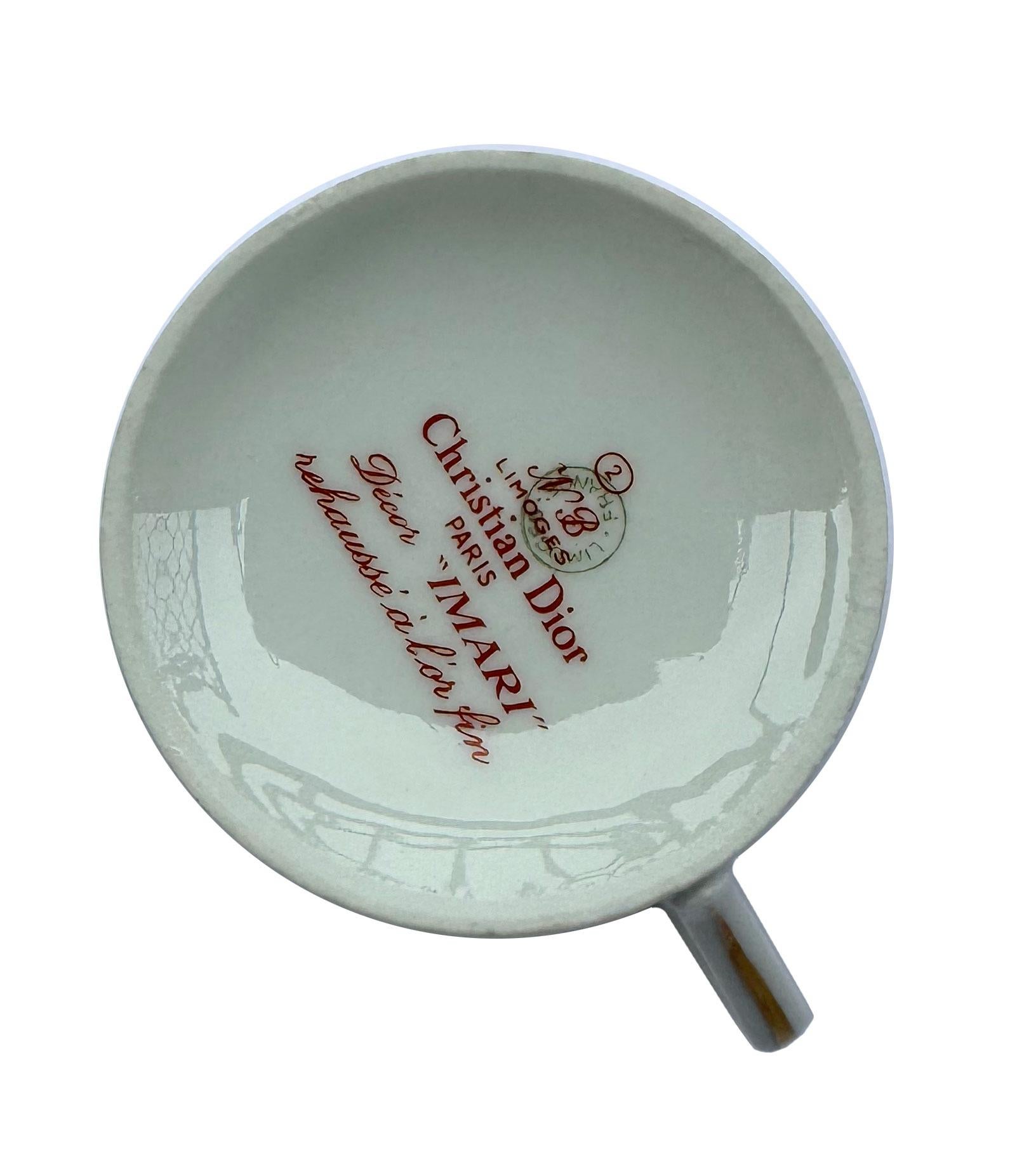 Christian Dior 10 Cups for Limoges–Unused Porcelain with Imari-Inspired Pattern In Excellent Condition For Sale In Stockholm, SE