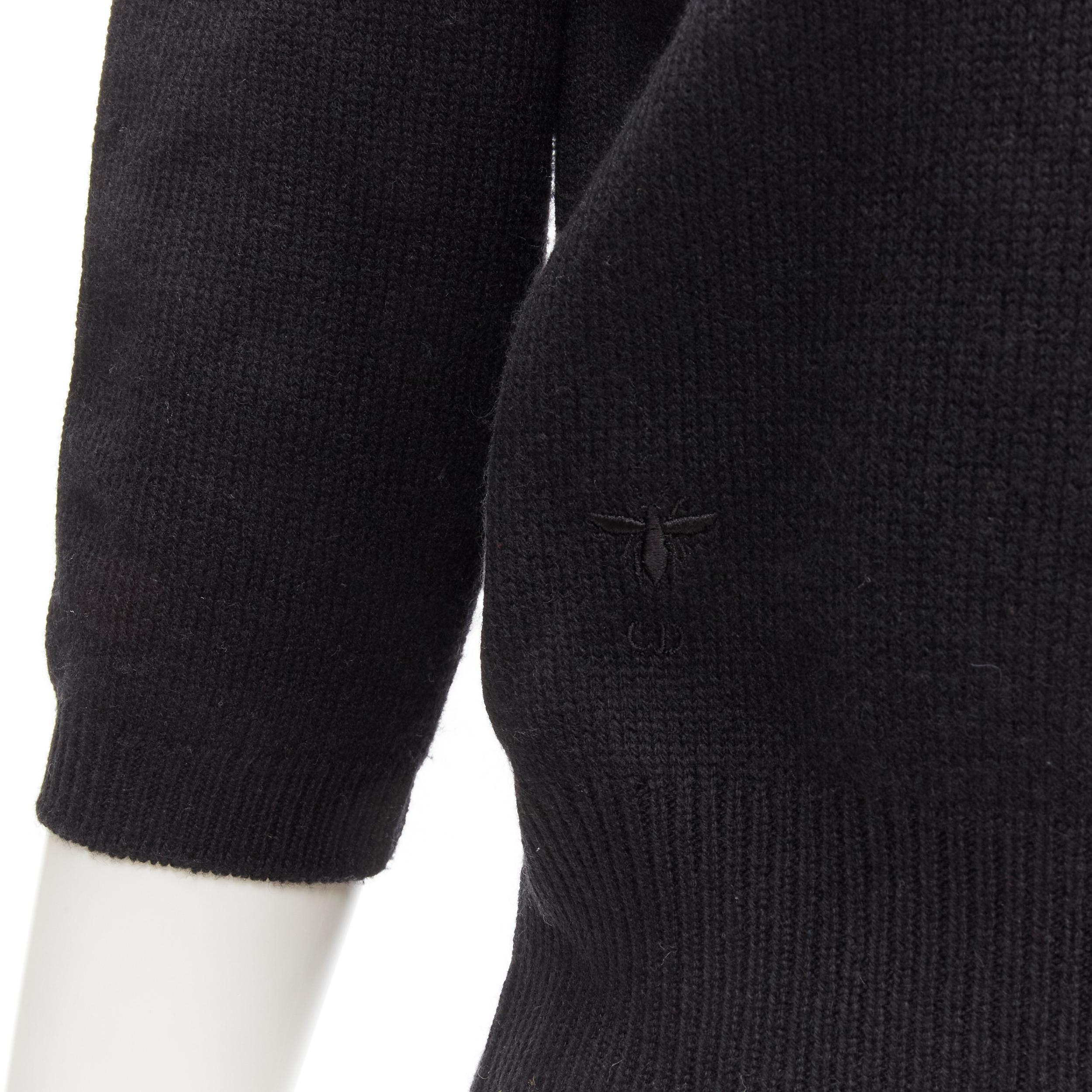 CHRISTIAN DIOR 100% cashmere black polo collar Bee embroidery sweater top FR42 L
Brand: Dior
Material: Cashmere
Color: Black
Pattern: Solid
Extra Detail: Polo button collar. Bee embroidery at front hem.
Made in: Italy

CONDITION:
Condition: