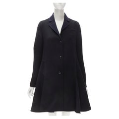 CHRISTIAN DIOR 100% cashmere double faced black navy flared coat dress FR36 S