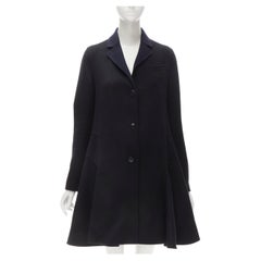 CHRISTIAN DIOR 100% Kaschmir doppelseitiges schwarzes marineblaues, ausgestelltes Mantelkleid FR36 S
