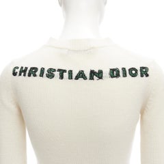 CHRISTIAN DIOR 100% cashmere ecru embroidery Princess Dragon sweater FR34 XS