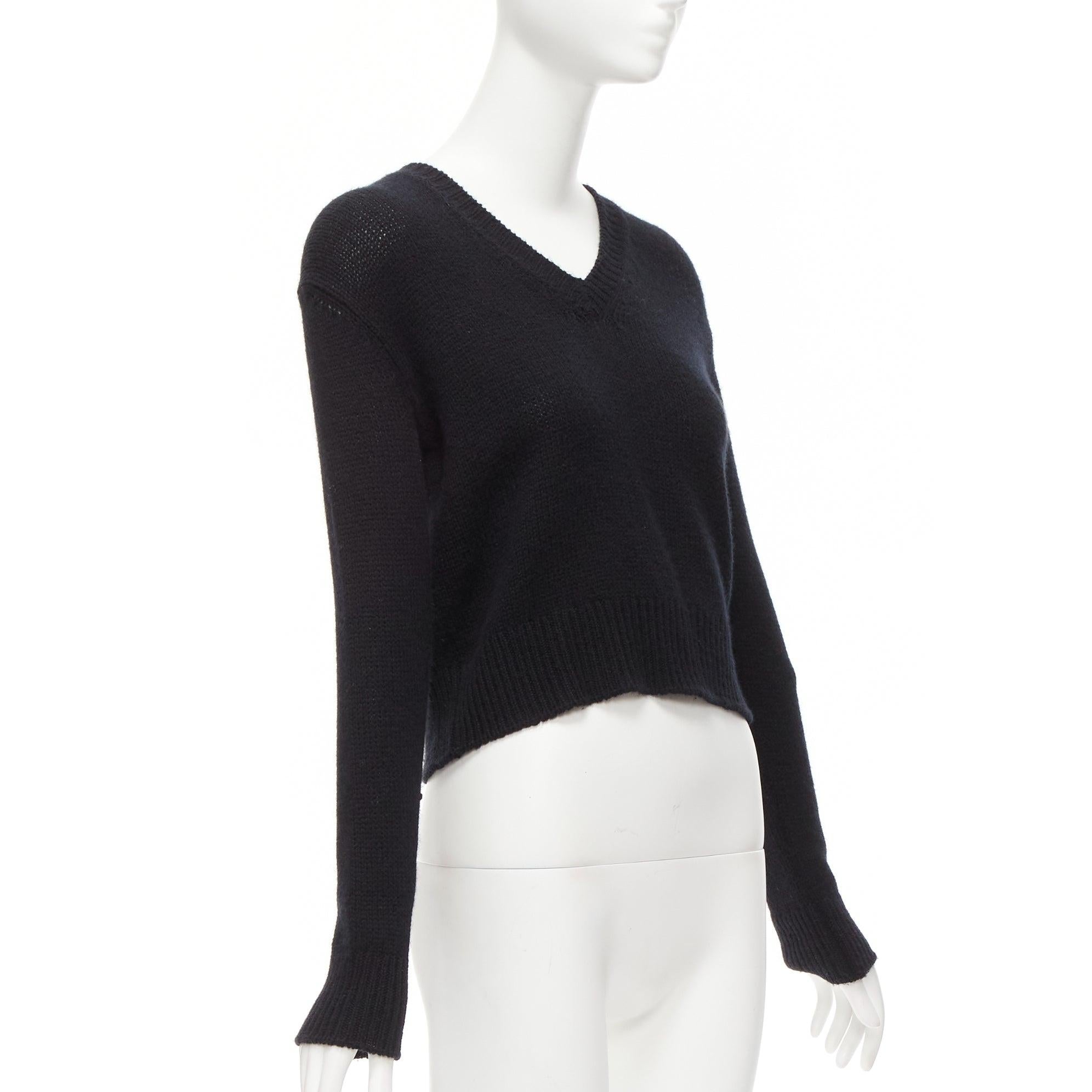 CHRISTIAN DIOR 100% cashmere J'adior Amor black red cropped sweater FR34 XS In Excellent Condition For Sale In Hong Kong, NT
