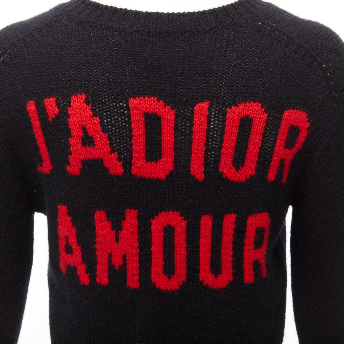 CHRISTIAN DIOR 100% cashmere J'adior Amor black red cropped sweater FR34 XS For Sale 2