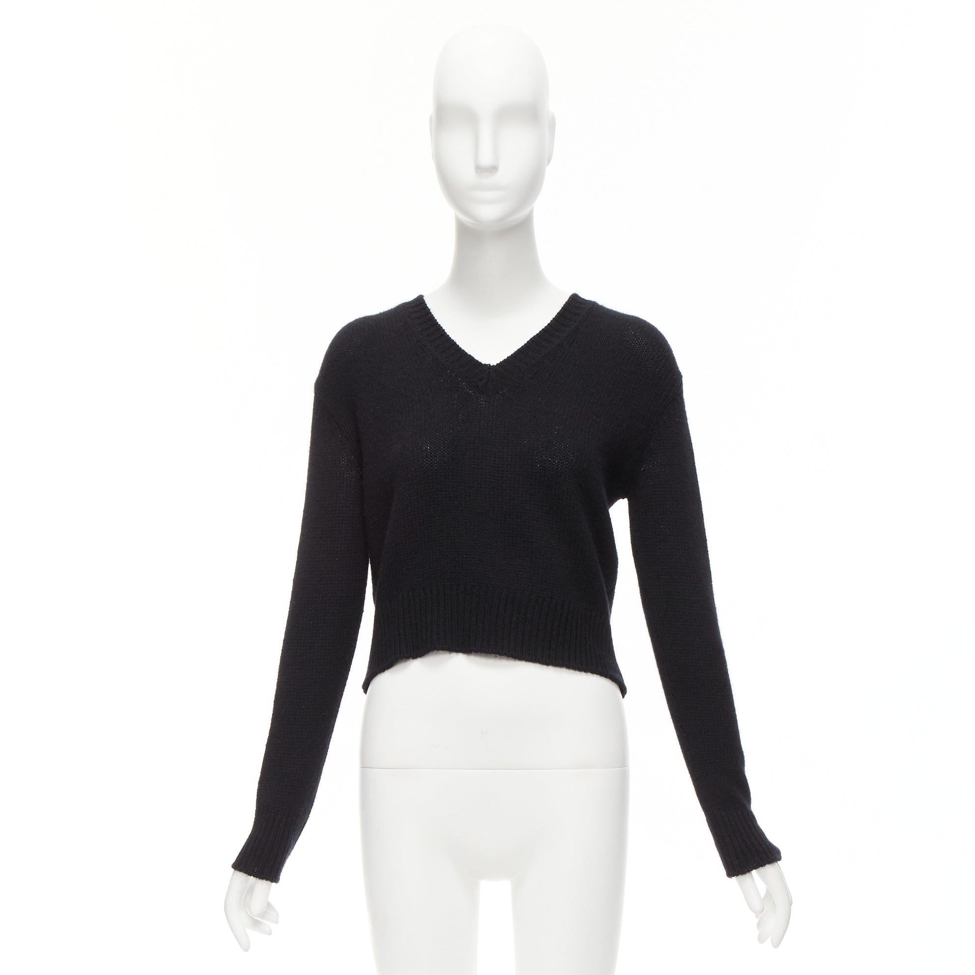 CHRISTIAN DIOR 100% cashmere J'adior Amor black red cropped sweater FR34 XS For Sale 4
