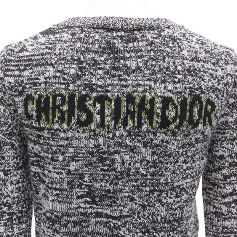 CHRISTIAN DIOR 100% cashmere melange grey dragon illustration sweater FR34 XS
Reference: AAWC/A00236
Brand: Dior
Designer: Maria Grazia Chiuri
Collection: 2021
Material: 100% Cashmere
Color: Grey, Green
Pattern: Graphic
Extra Details: Dragon knit