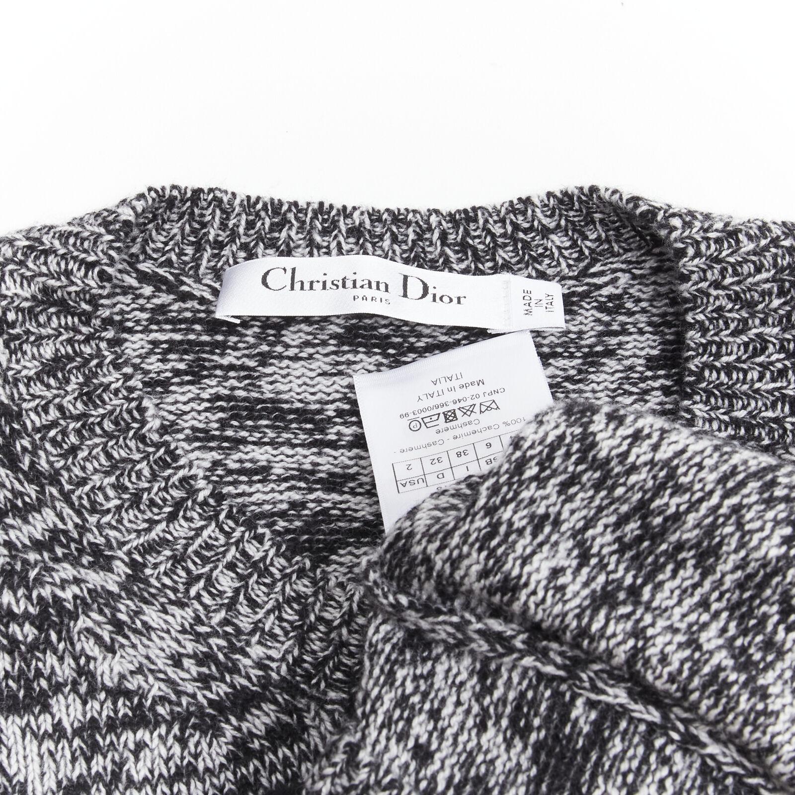 CHRISTIAN DIOR 100% cashmere melange grey dragon illustration sweater FR34 XS For Sale 4
