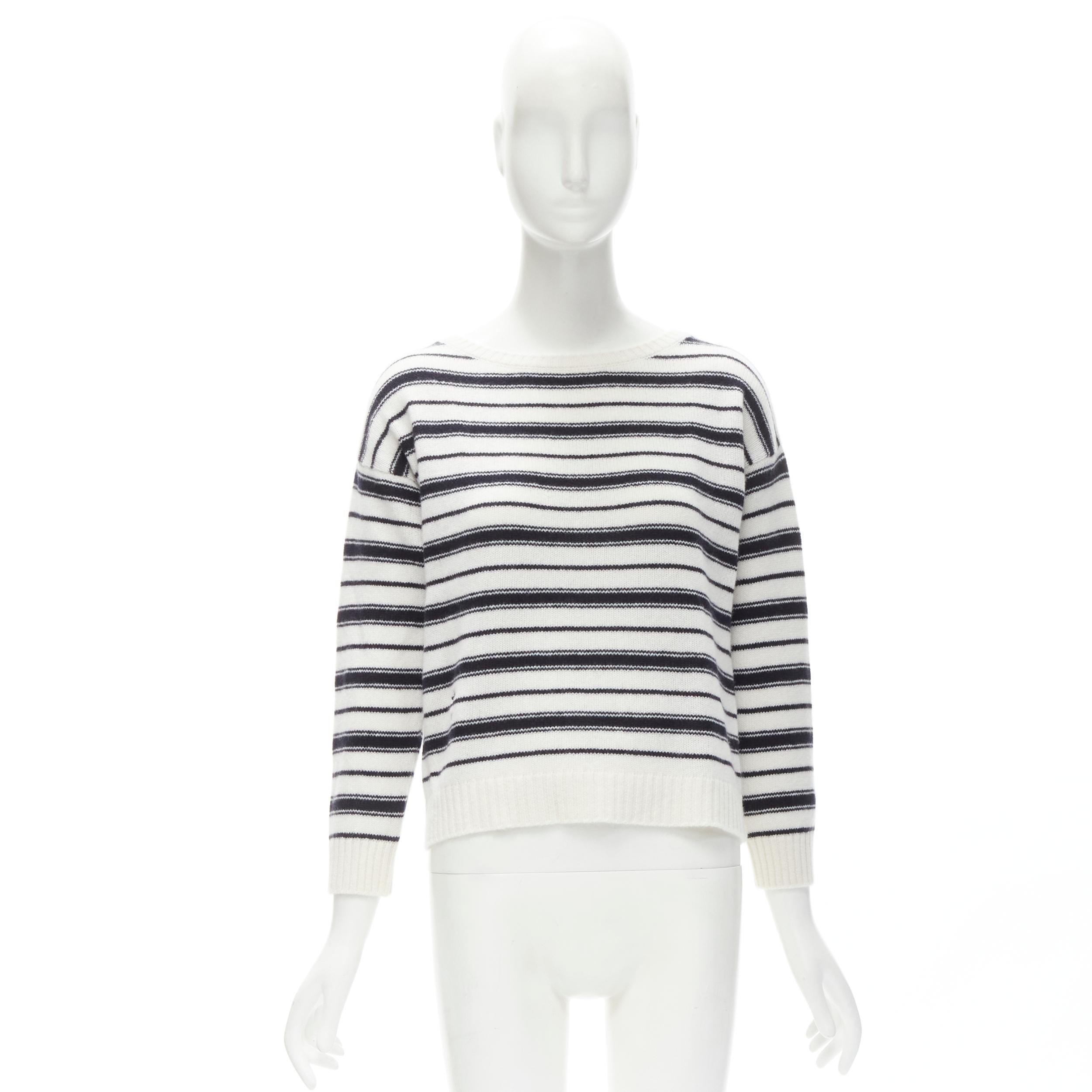 CHRISTIAN DIOR 100% cashmere nautical striped CD Bee embroidery sweater FR36 S For Sale 2