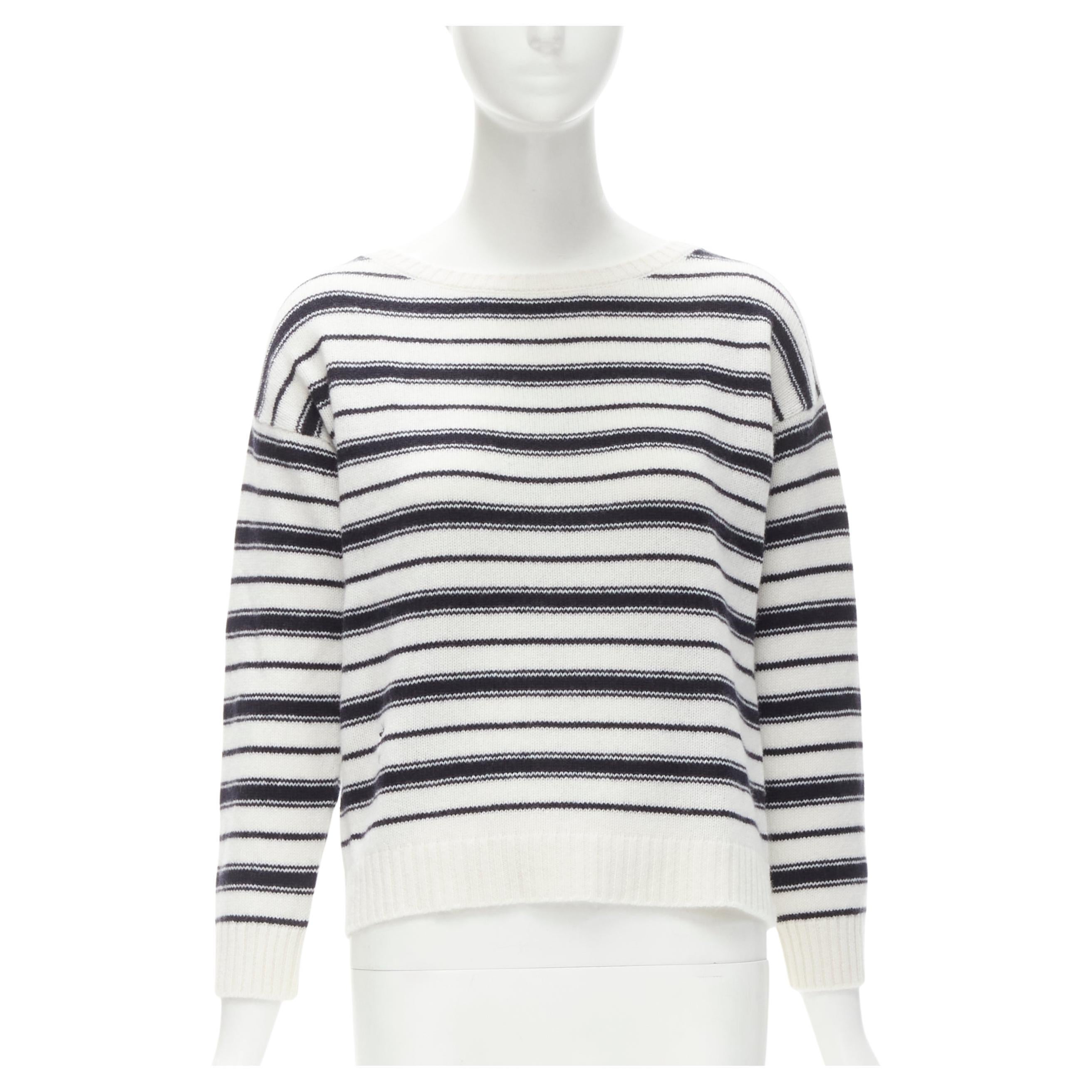 CHRISTIAN DIOR 100% cashmere nautical striped CD Bee embroidery sweater FR36 S For Sale