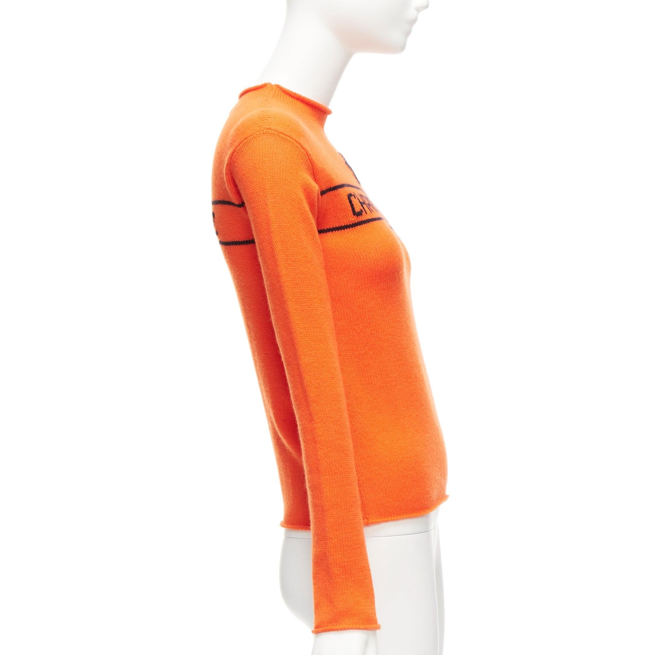CHRISTIAN DIOR 100% cashmere orange star logo long sleeve button sweater FR In Excellent Condition For Sale In Hong Kong, NT