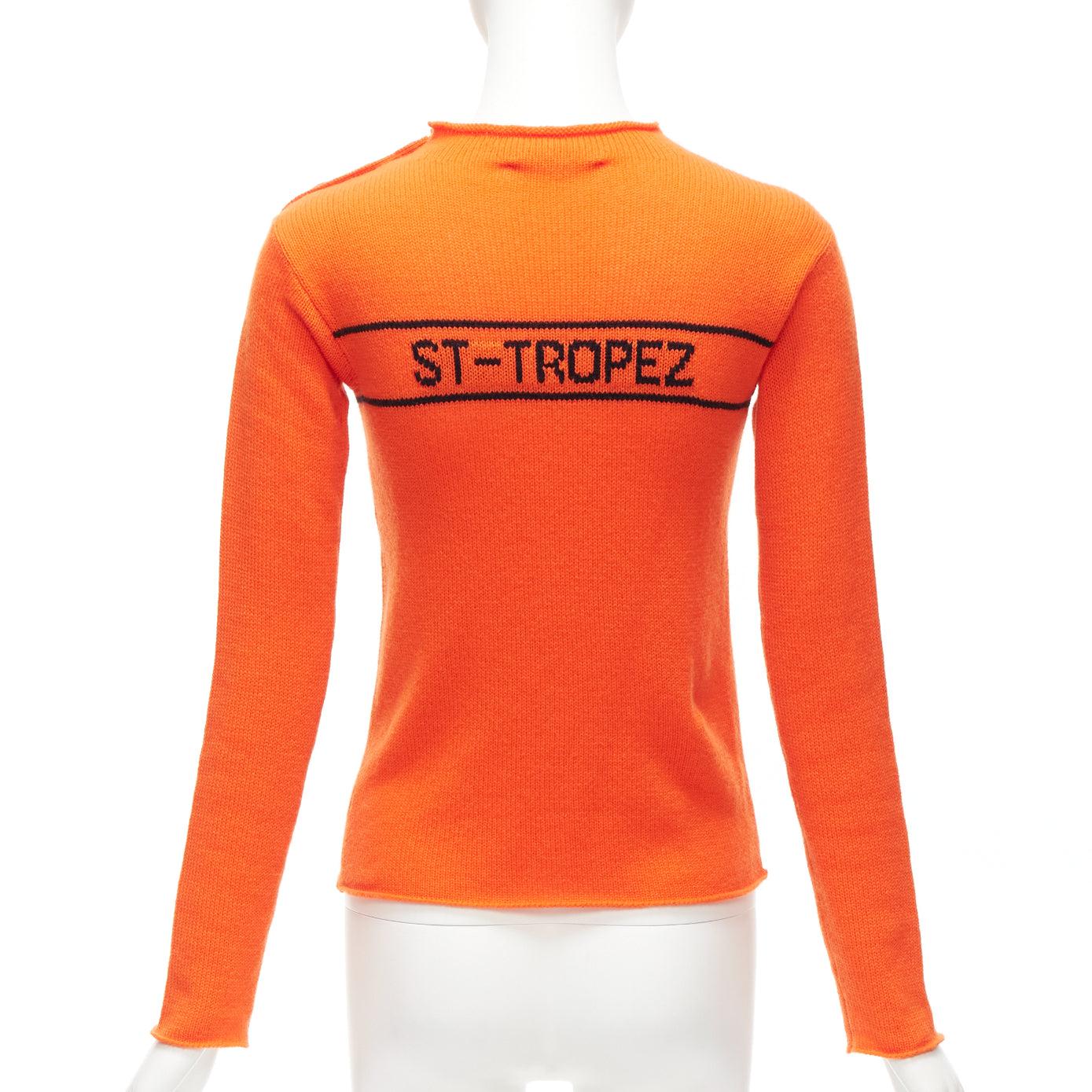 Women's CHRISTIAN DIOR 100% cashmere orange star logo long sleeve button sweater FR For Sale