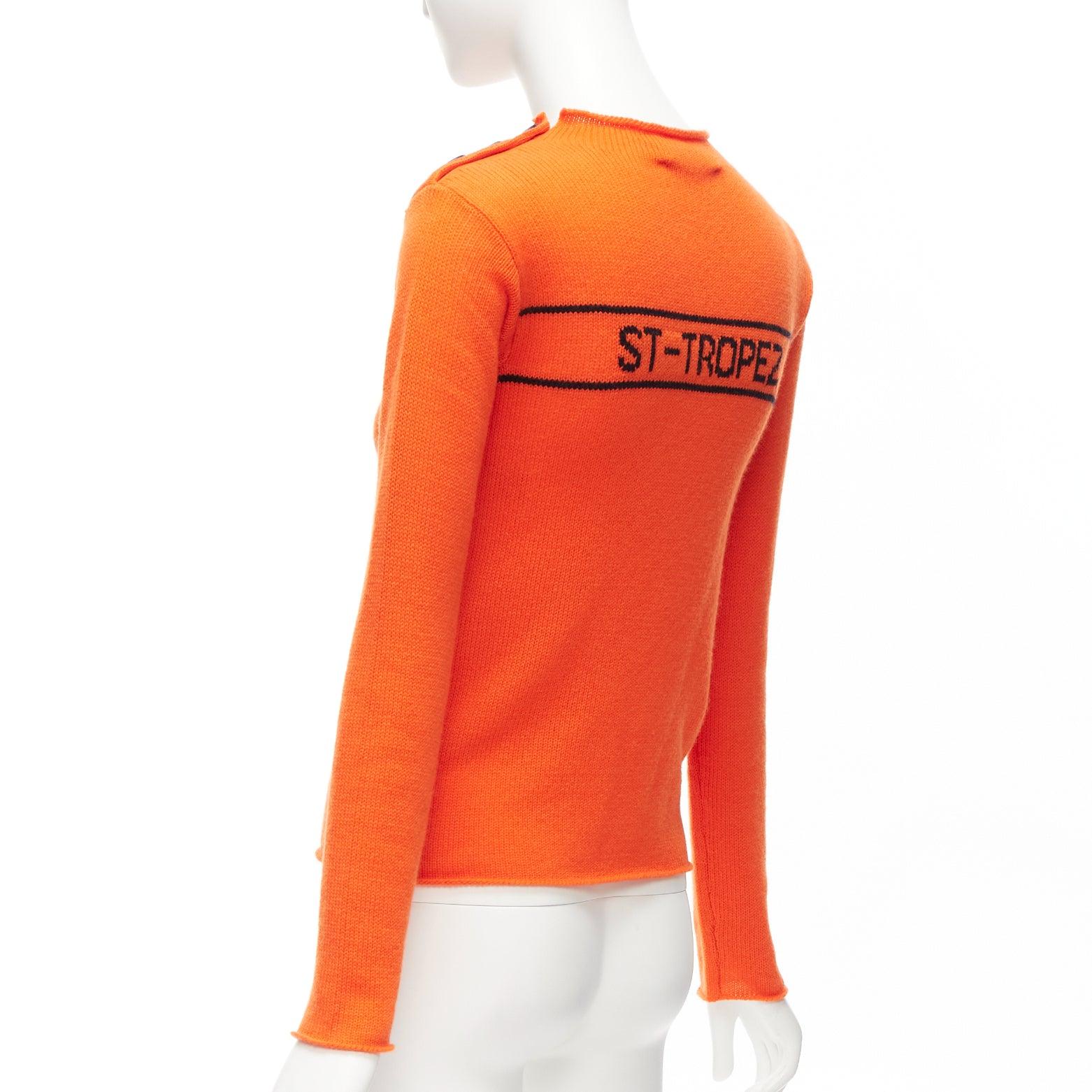 CHRISTIAN DIOR 100% cashmere orange star logo long sleeve button sweater FR For Sale 1