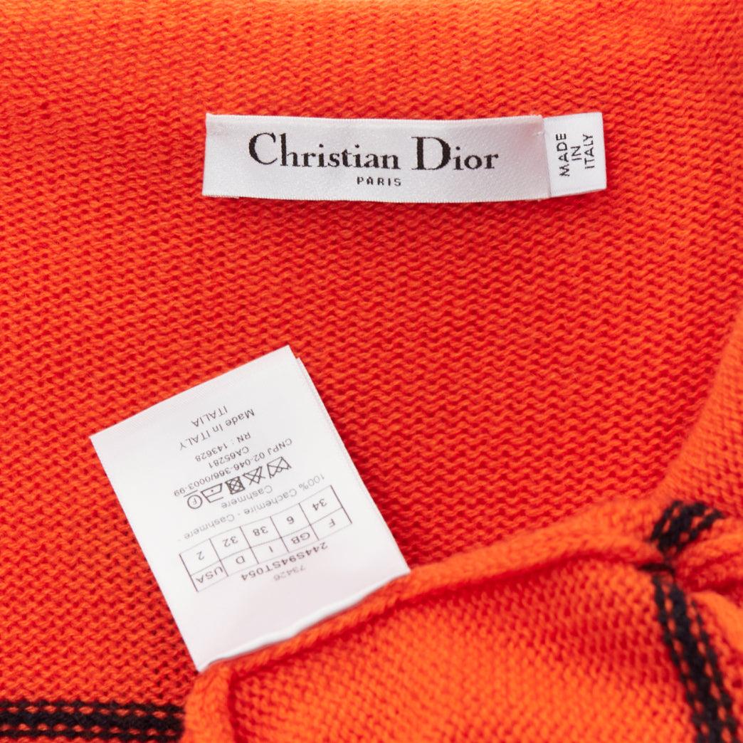 CHRISTIAN DIOR 100% cashmere orange star logo long sleeve button sweater FR For Sale 3