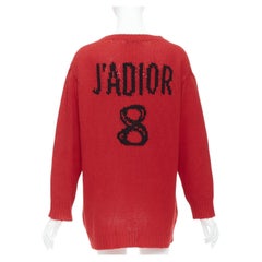 CHRISTIAN DIOR 100% cashmere red black J'Adior 8 oversized sweater FR34 XS