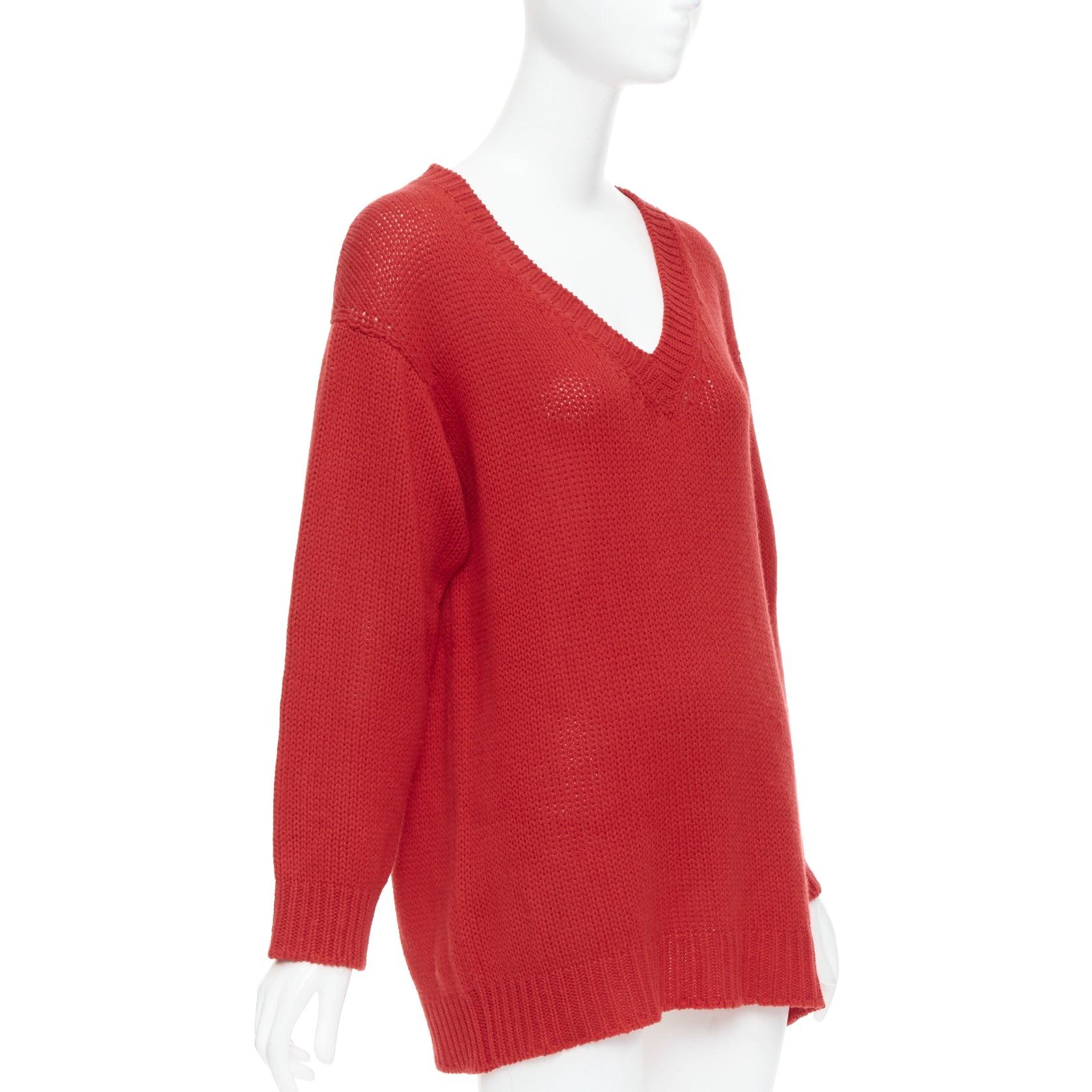 Red CHRISTIAN DIOR 100% cashmere red black J'Adior 8 oversized sweater FR34 XS For Sale