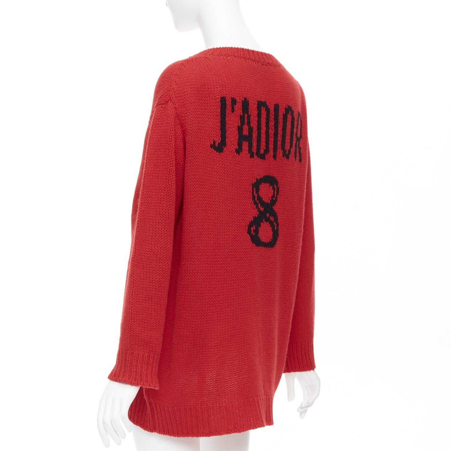 Women's CHRISTIAN DIOR 100% cashmere red black J'Adior 8 oversized sweater FR34 XS For Sale