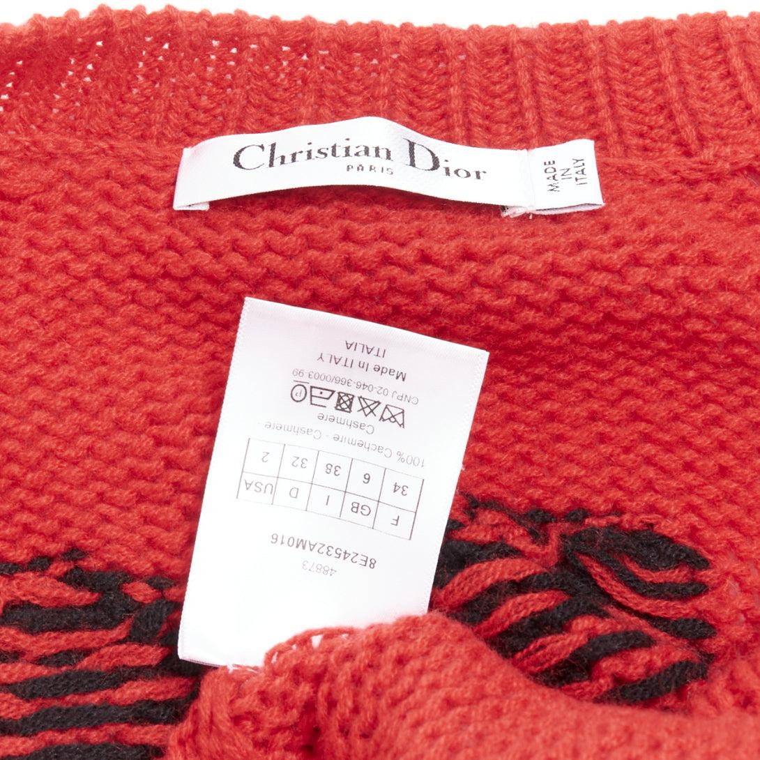 CHRISTIAN DIOR 100% cashmere red black J'Adior 8 oversized sweater FR34 XS For Sale 3