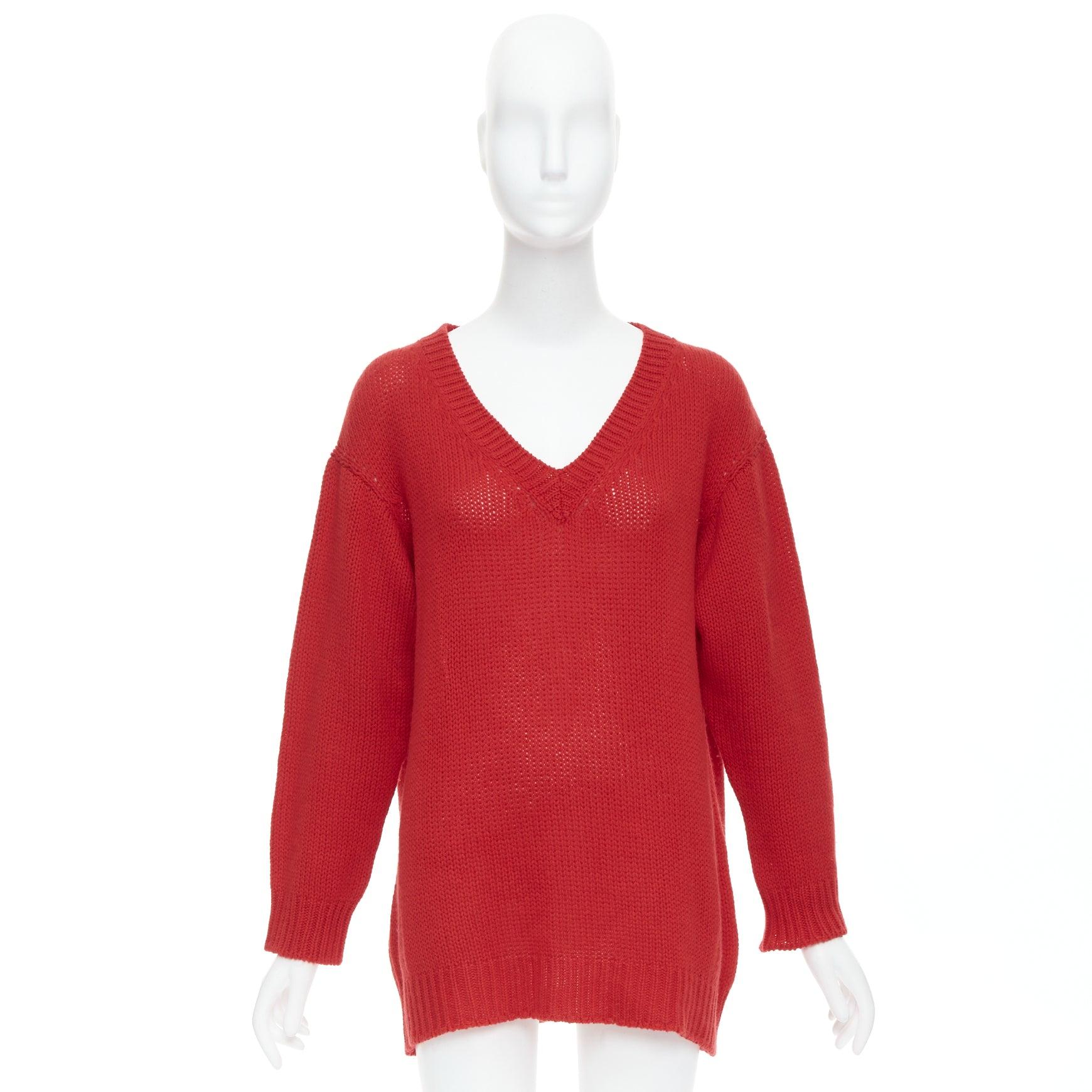 CHRISTIAN DIOR 100% cashmere red black J'Adior 8 oversized sweater FR34 XS For Sale 4