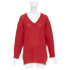 CHRISTIAN DIOR 100% cashmere red black J'Adior 8 oversized sweater FR34 XS