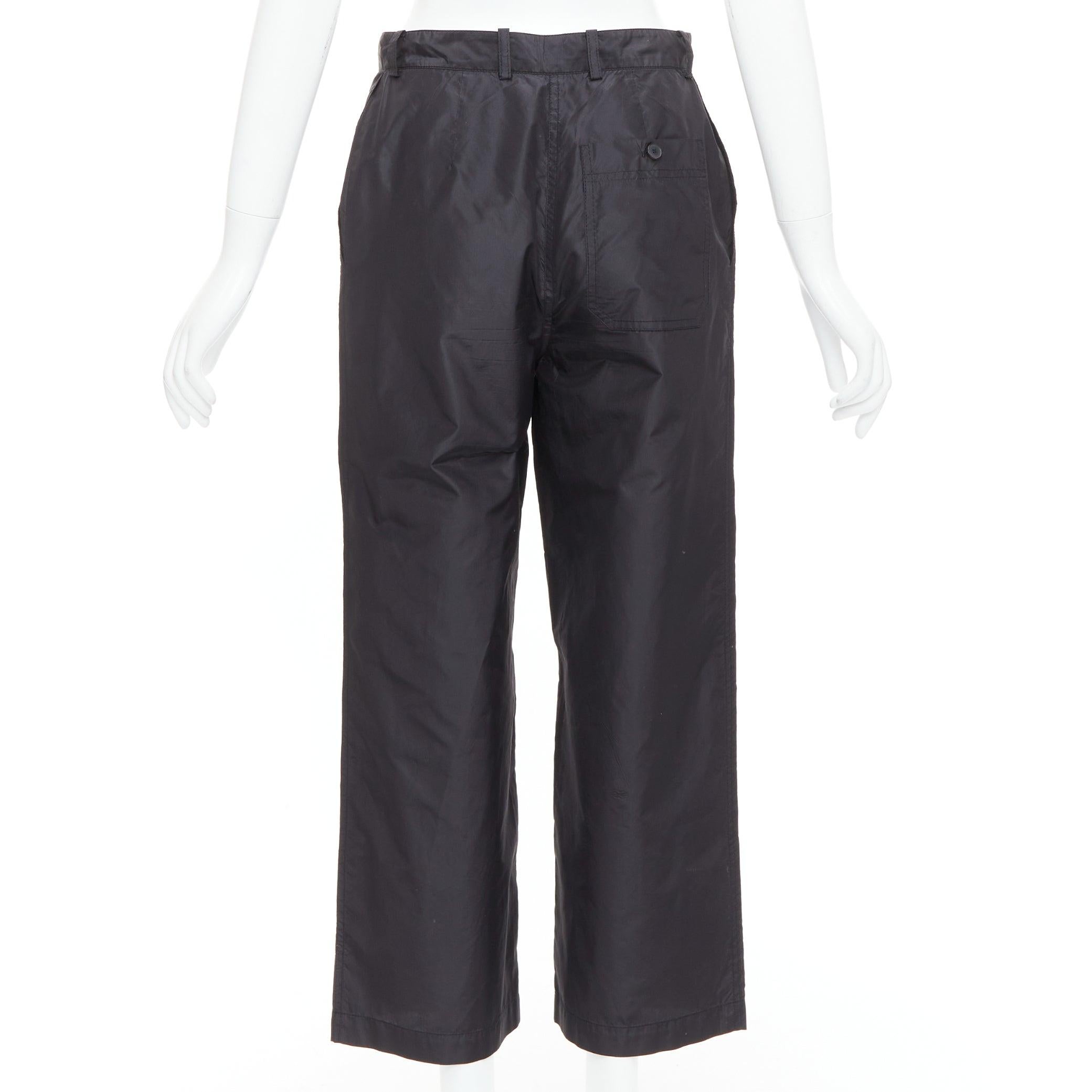 CHRISTIAN DIOR 100% silk black button fly wide cargo pants FR36 S In Excellent Condition For Sale In Hong Kong, NT