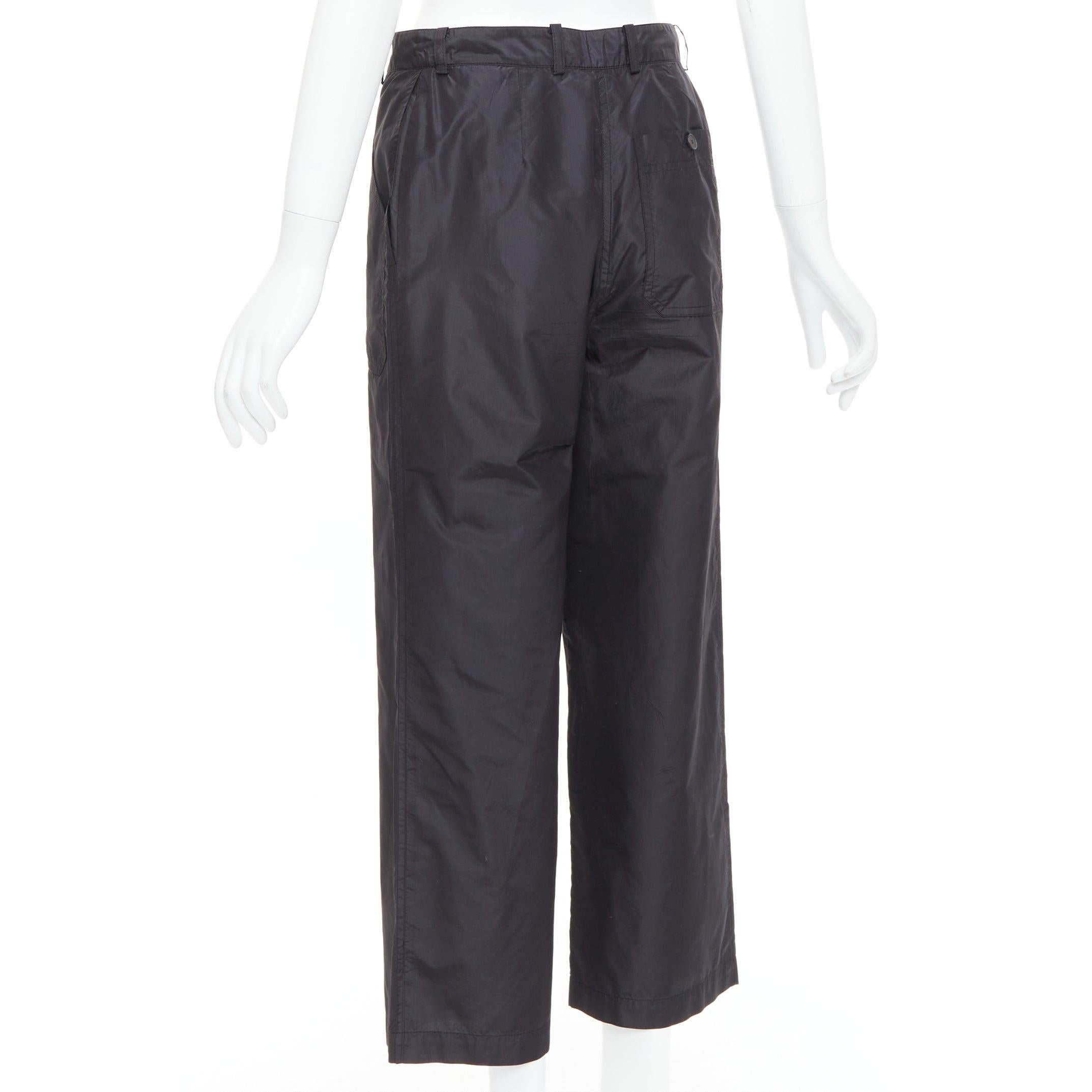 CHRISTIAN DIOR 100% silk black button fly wide cargo pants FR36 S For Sale 1