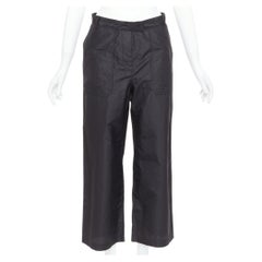 CHRISTIAN DIOR 100% silk black button fly wide cargo pants FR36 S