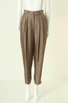 CHRISTIAN DIOR 100% silk dusty rose relaxed fit high waisted trousers pants US4