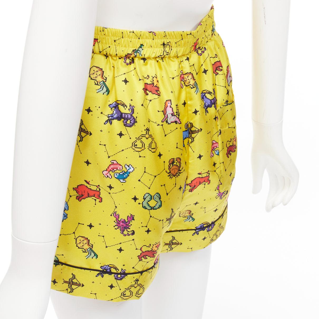 CHRISTIAN DIOR 100% silk Lucky Dior yellow astrology boxer shorts FR32 XXS For Sale 2