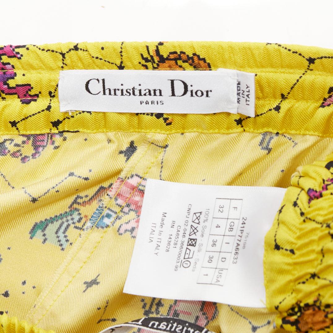 CHRISTIAN DIOR 100% silk Lucky Dior yellow astrology boxer shorts FR32 XXS 2
