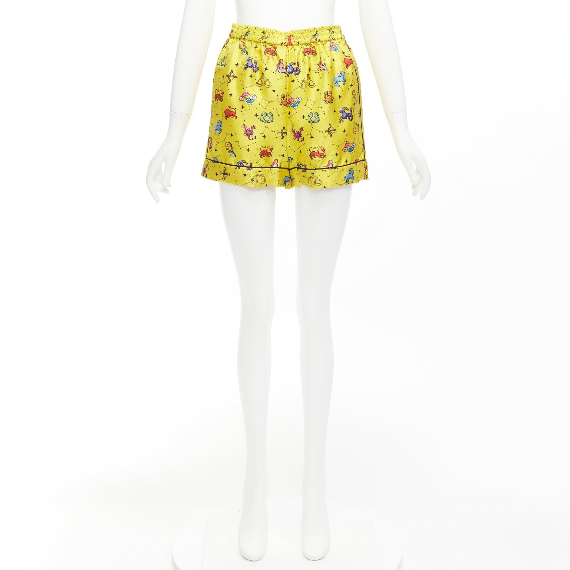 CHRISTIAN DIOR 100% silk Lucky Dior yellow astrology boxer shorts FR32 XXS For Sale 4
