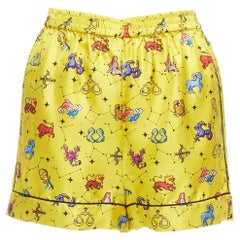CHRISTIAN DIOR 100% silk Lucky Dior yellow astrology boxer shorts FR32 XXS