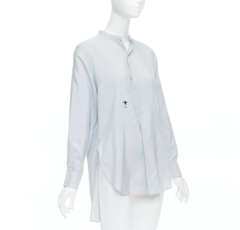 CHRISTIAN DIOR 100% silk powder blue CD bee logo hi low CHRISTIAN DIOR 100% silk powder blue CD bee logo hi low
