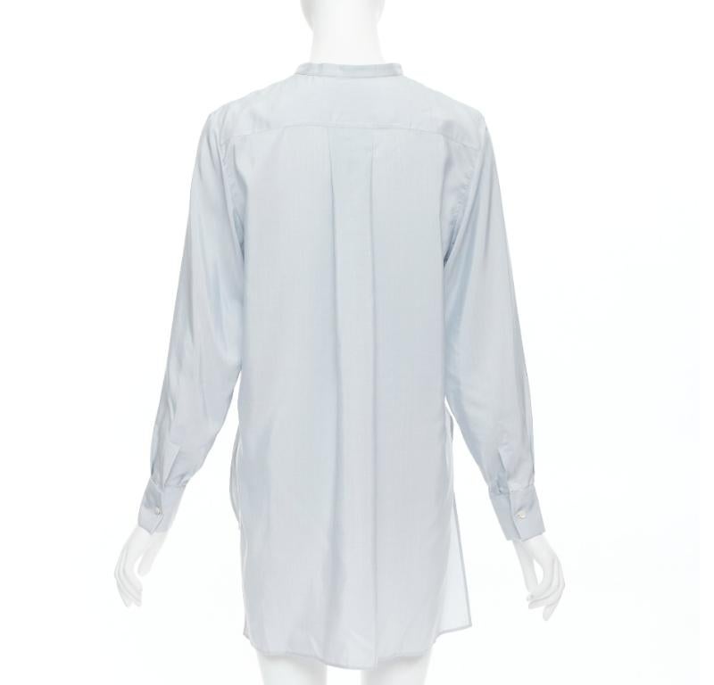 CHRISTIAN DIOR 100% Seide Puderblaues CD Bienen Logo hi low Shirt FR34 XS Damen im Angebot