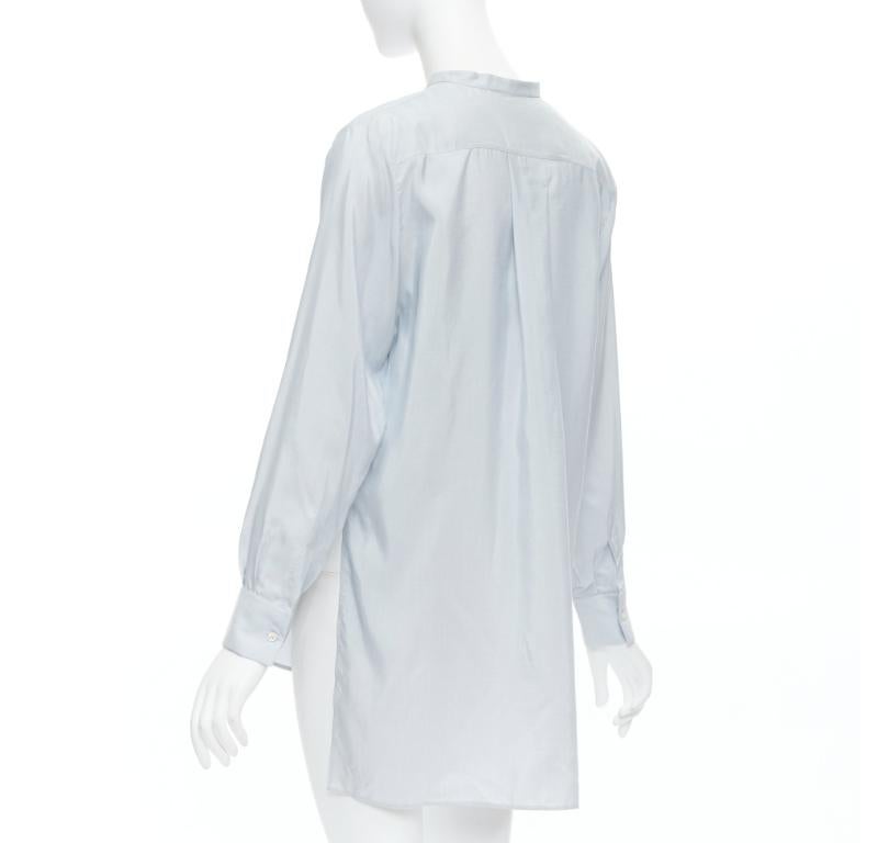 CHRISTIAN DIOR 100% Seide Puderblaues CD Bienen Logo hi low Shirt FR34 XS im Angebot 1