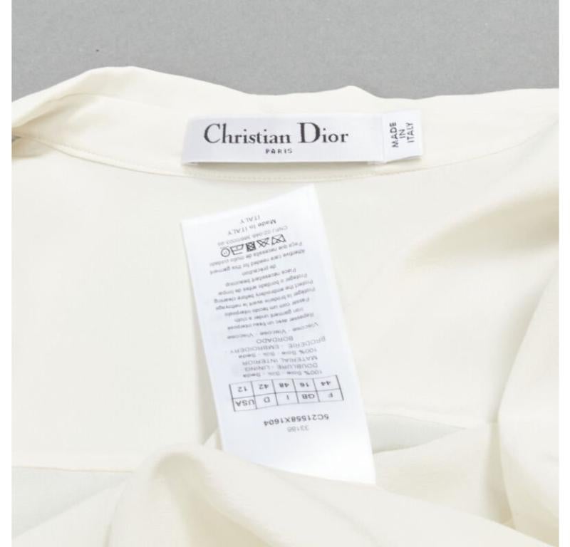 CHRISTIAN DIOR Chemise à manches longues à broderie florale transparente 100 % soie FR44 XL en vente 5