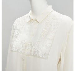 CHRISTIAN DIOR 100% silk sheer floral embroidery long sleeve shirt FR44 XL