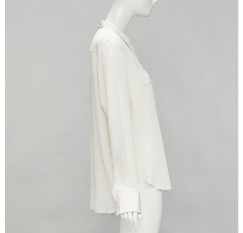 CHRISTIAN DIOR Chemise à manches longues à broderie florale transparente 100 % soie FR44 XL Bon état - En vente à Hong Kong, NT
