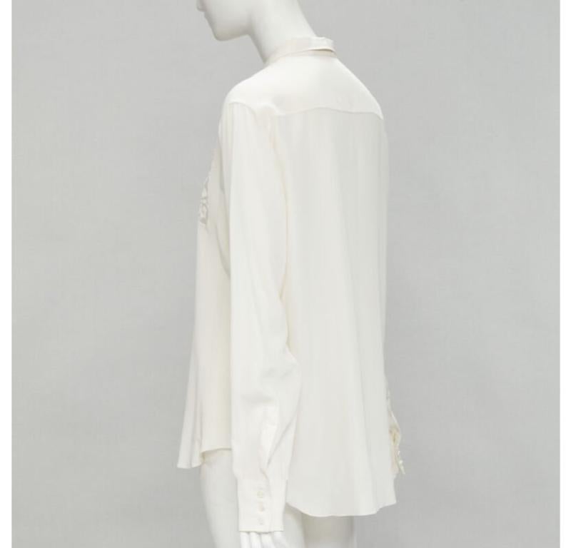 CHRISTIAN DIOR Chemise à manches longues à broderie florale transparente 100 % soie FR44 XL en vente 1