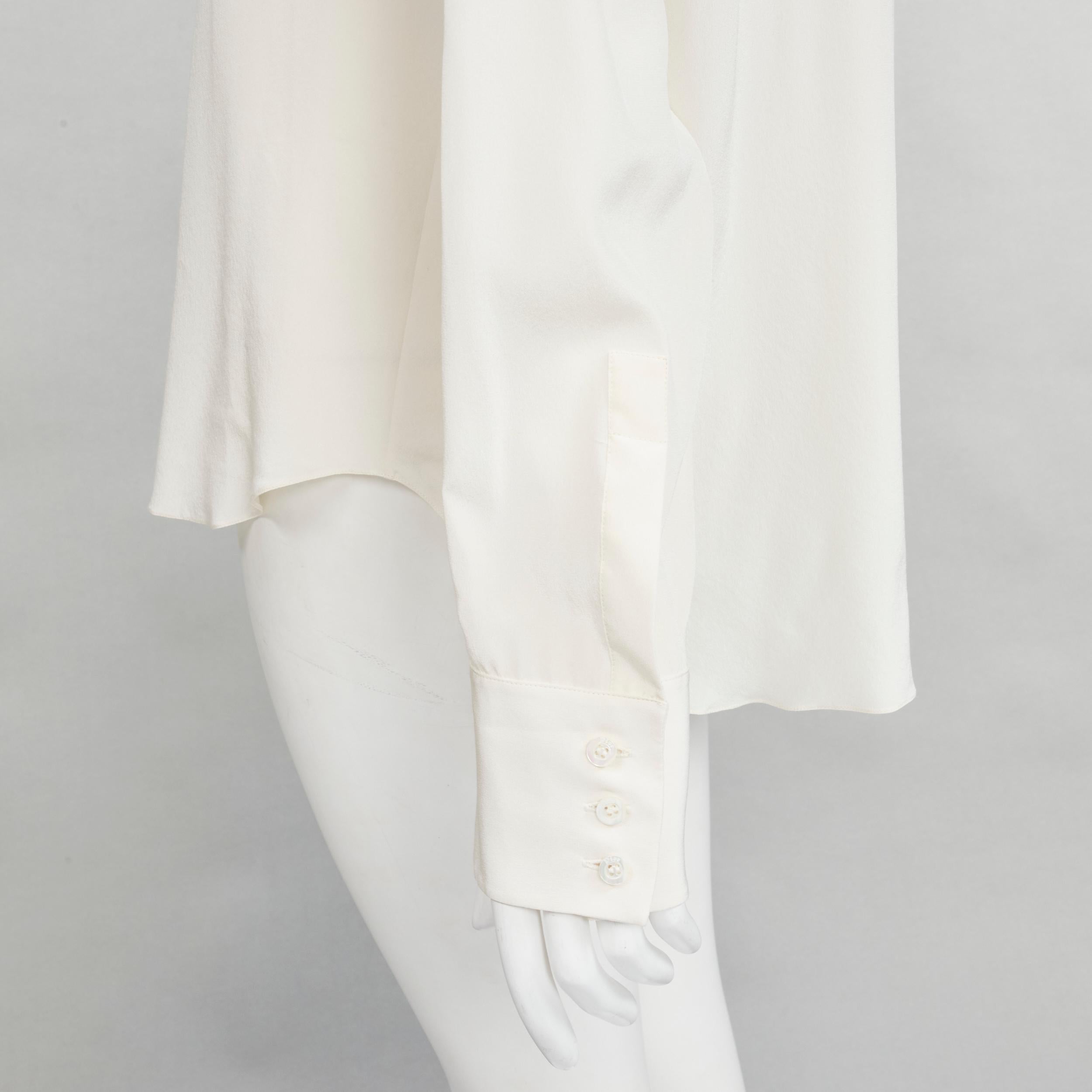 CHRISTIAN DIOR 100% silk sheer floral embroidery long sleeve shirt FR44 XL For Sale 1
