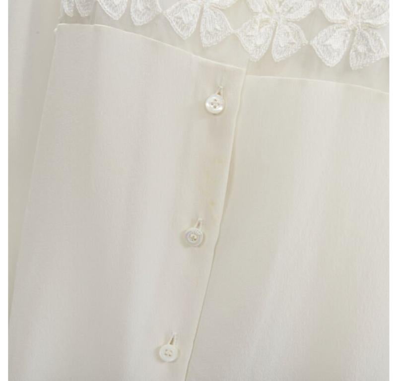 CHRISTIAN DIOR Chemise à manches longues à broderie florale transparente 100 % soie FR44 XL en vente 3