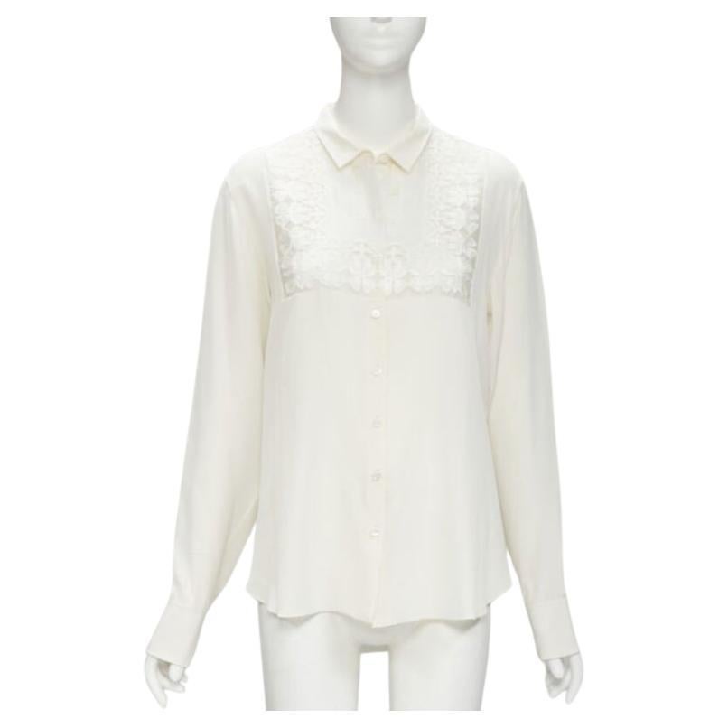 CHRISTIAN DIOR 100% seta con ricamo floreale a manica lunga FR44 XL